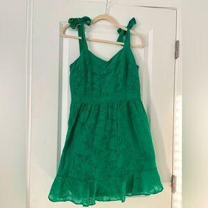 Vintage Naf Naf French Kelly Green Mini dress with bow tie straps Dress size 6/8